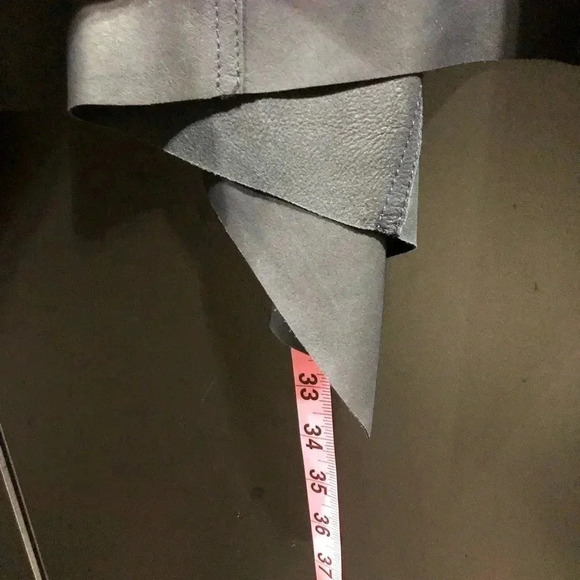 Bagatelle Genuine Leather,Waterfall Drape, Open front,butter soft,Navy Jacket - Picture 6 of 10